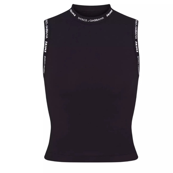 SKIMS Tops - NWT SKIMS X DOLCE & GABBANA COTTON JERSEY MOCK NECK TANK
ONYX M